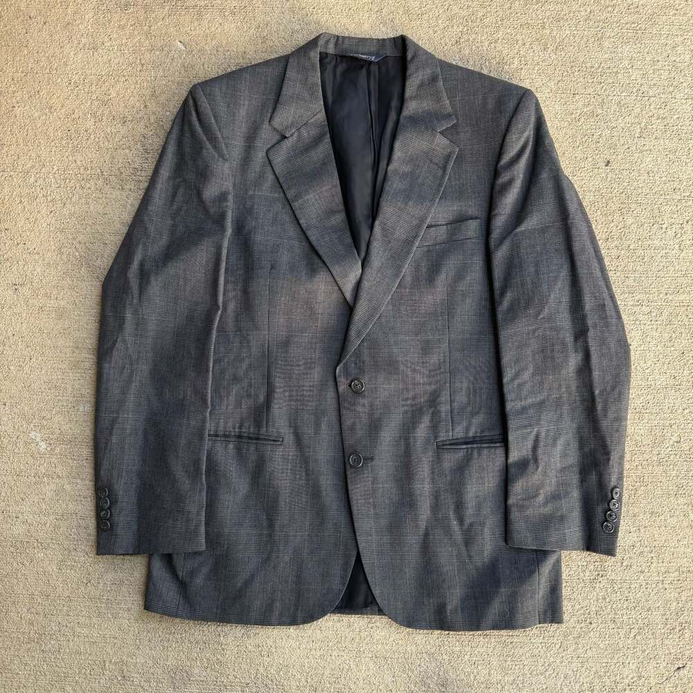 Burberrys Blazer Size GF Gray Plaid Wool Sport Coat